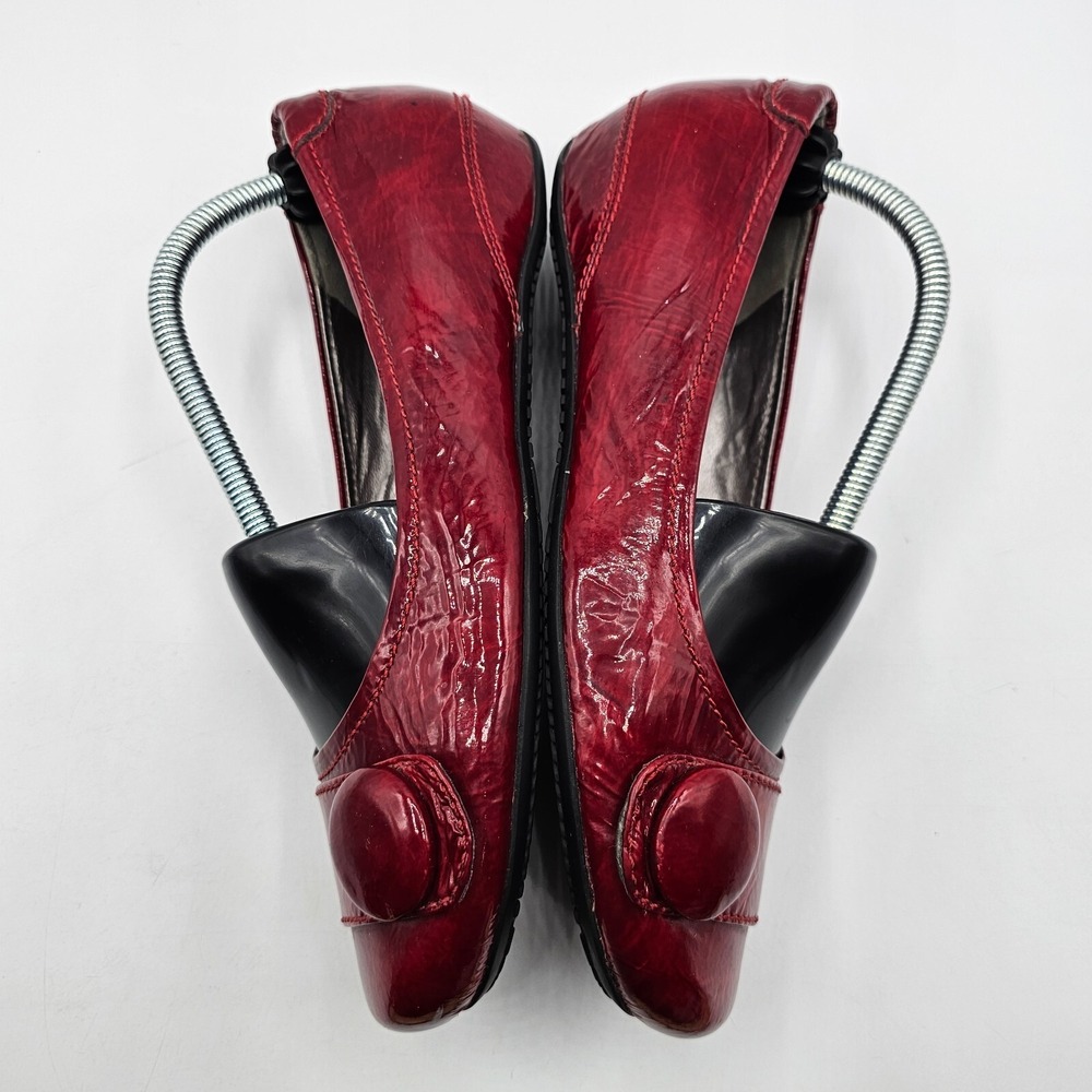 Ecco Womens Hanna Shoes Size 37 Red Patent Leather Button Wedge Heel Ballet - Picture 8 of 14